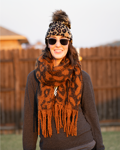 Leopard Beanie with Pom