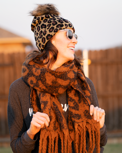 Leopard Beanie with Pom