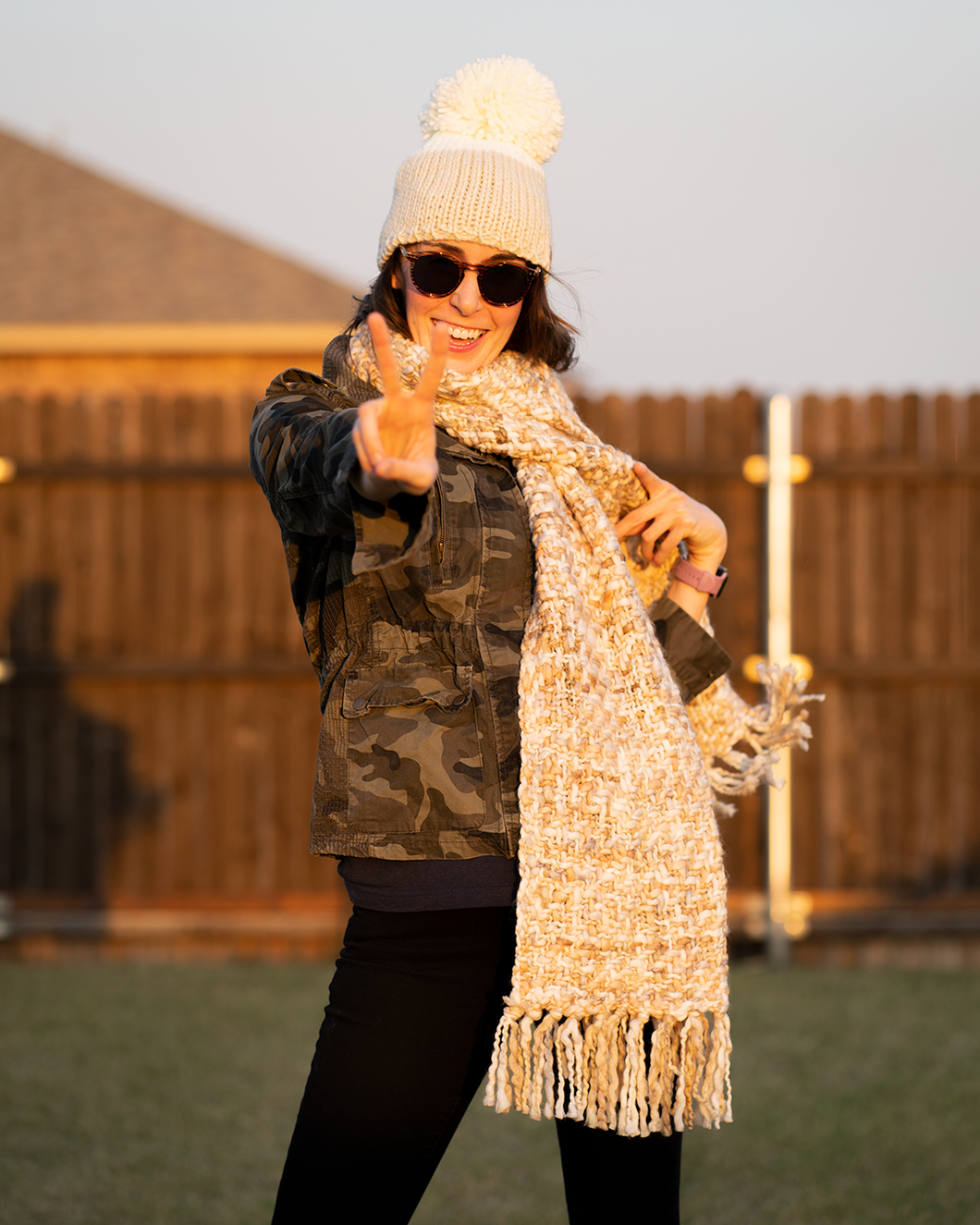 White and Cream Woven Scarf